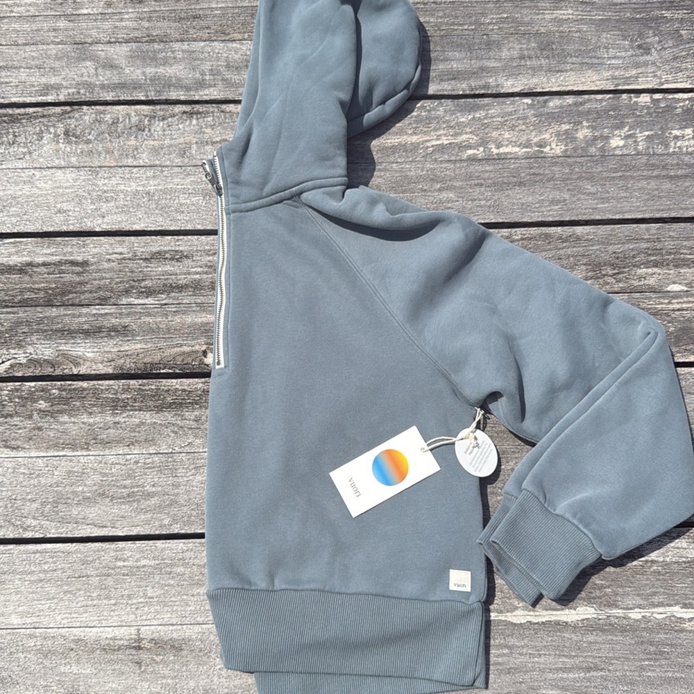 VUORI Restore Half Zip Hoodie Smoke Blue Size XL NWT Organic French Terry ✨